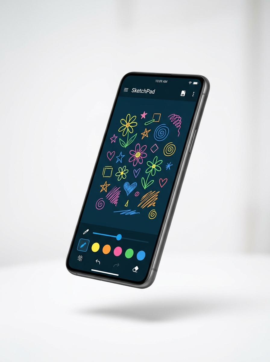 Notester digital scratchpad with freehand drawings
